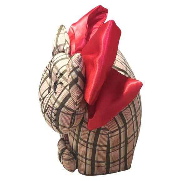 Vintage Handmade Plaid Stuffed Fabric Cat Weighted Bed Decor Door Stop Farmhouse - Picture 5 of 6